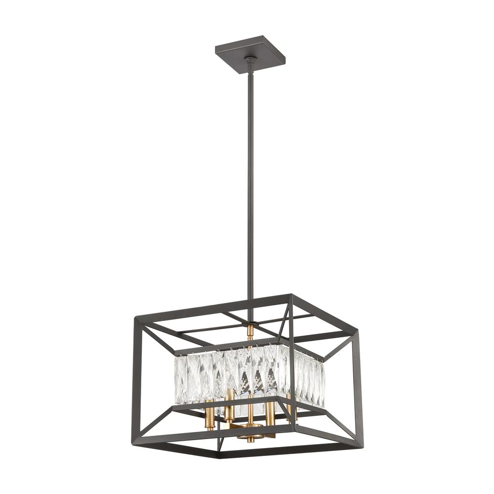 Elk Lighting 11184/4 Starlight 4-Light Pendant in Charcoal with Clear Crystal
