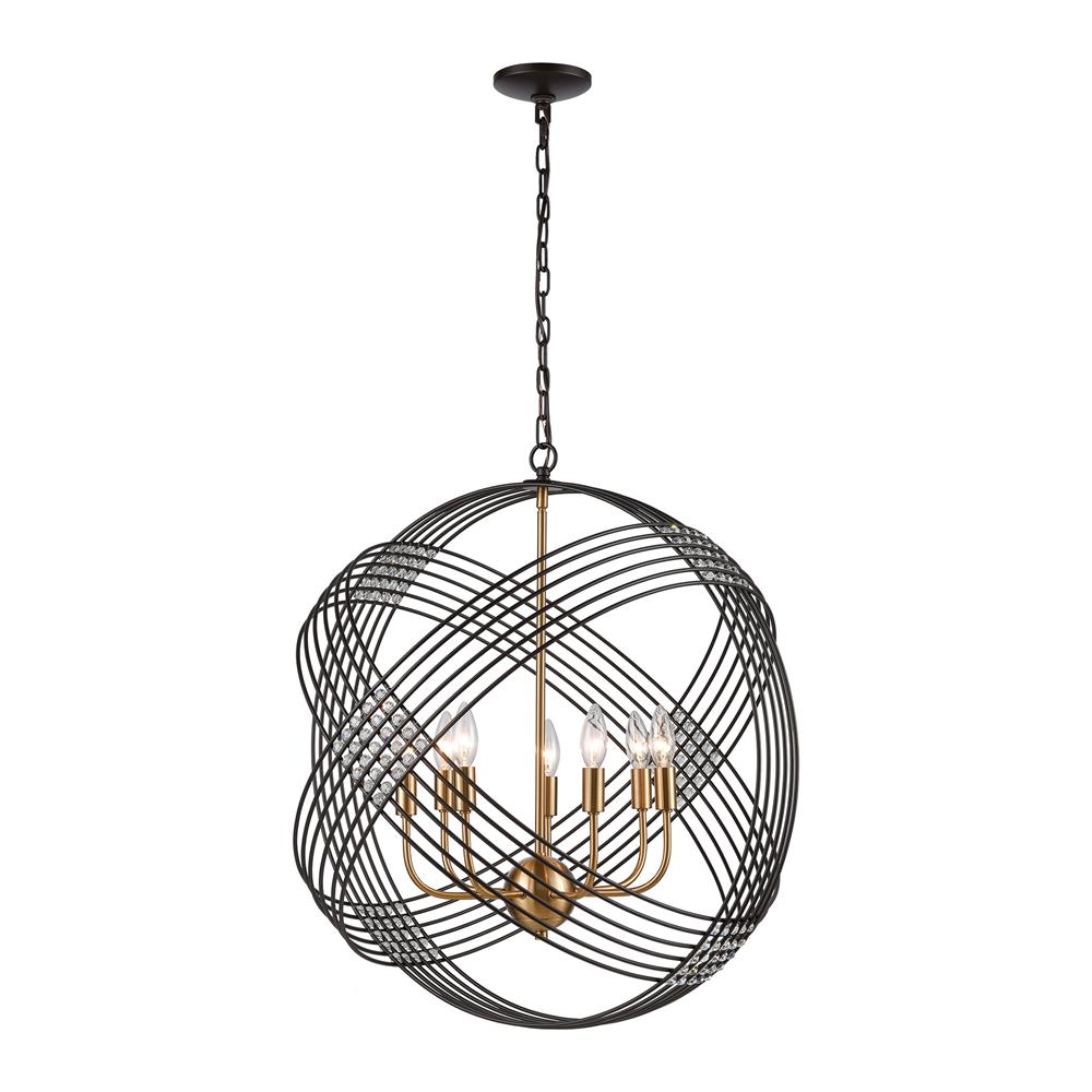 Elk Lighting 11194/7 Concentric 7-Light Pendant in Oil Rubbed Bronze with Clear Crystal Beads
