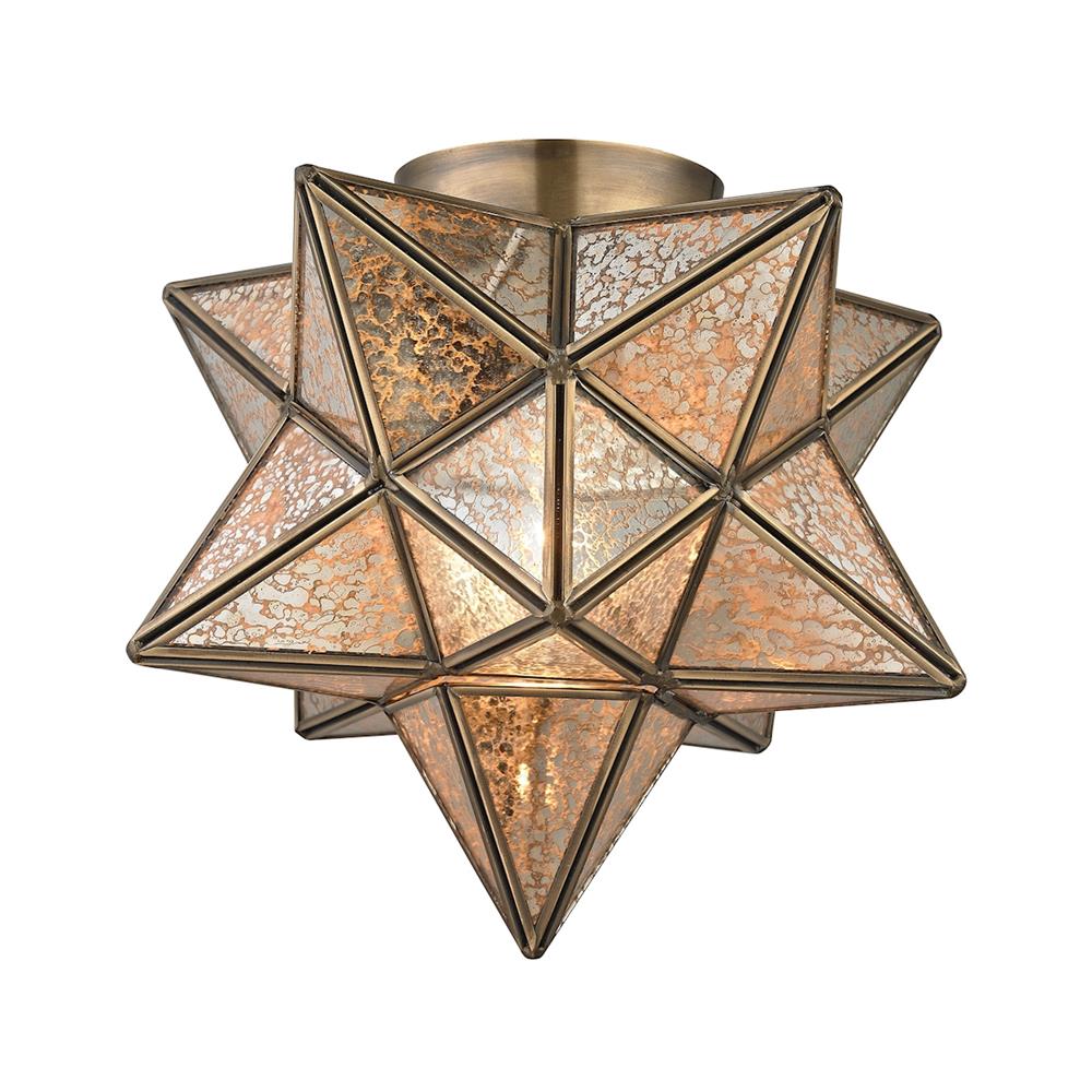 ELK Lighting 1145-003 Moravian Star 1-Light Flush Mount in Gold in Antique Mercury