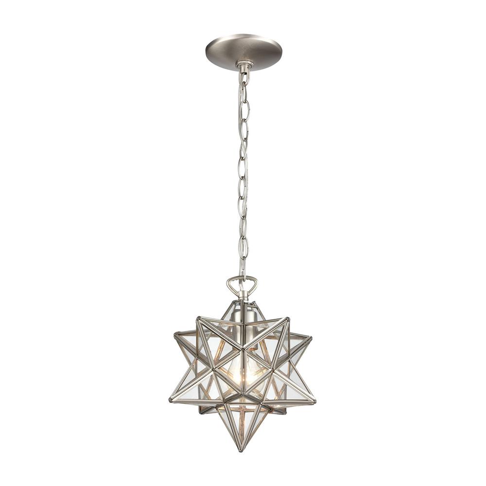 Elk Home 1145-013 Moravian Star 1-Light Mini Pendant in Polished Nickel with Clear Glass - Small in Antique Nickel; Clear Glass