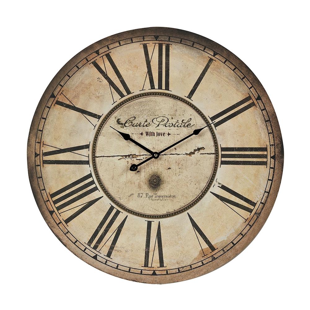 ELK Home 118-042 Carte Postal Clock With Antique Cream Metal Frame In Antique Cream / Black