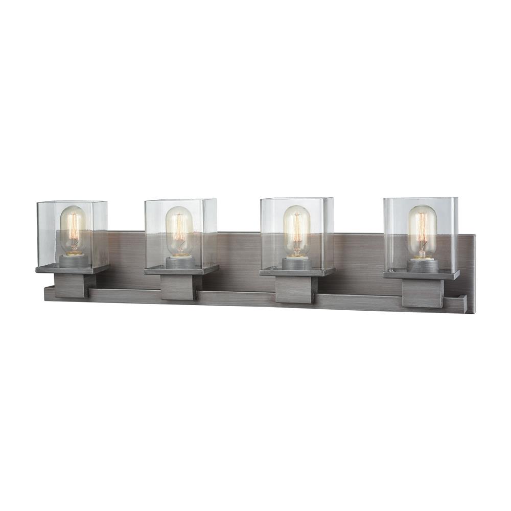 ELK Lighting 11943/4 Hotelier 4 Light Vanity In Weathered Zinc With Clear Glass