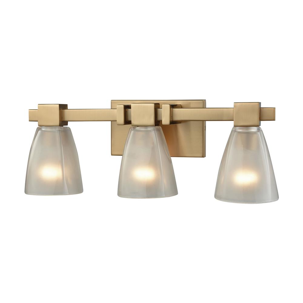 ELK Lighting 11992/3 Ensley 3 Light Vanity In Satin Brass With Frosted Glass