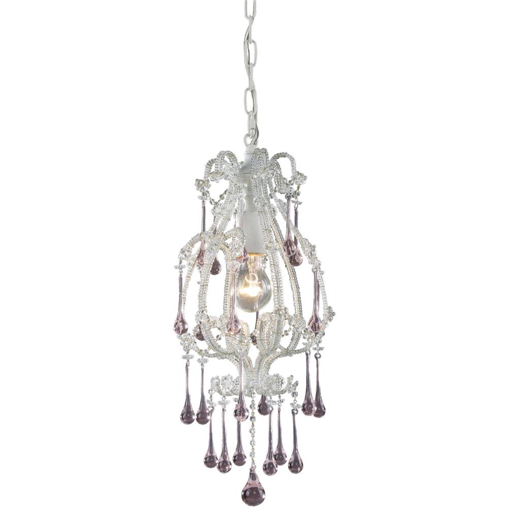 ELK Lighting 12003/1RS Opulence 1-Light Mini Pendant in Antique White with Rose Crystals