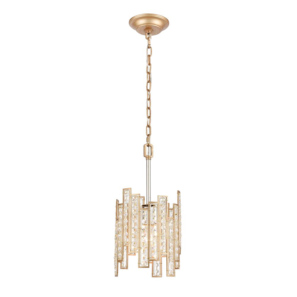 Elk Lighting 12132/1 Equilibrium 1-Light Mini Pendant in Matte Gold with Clear Crystal