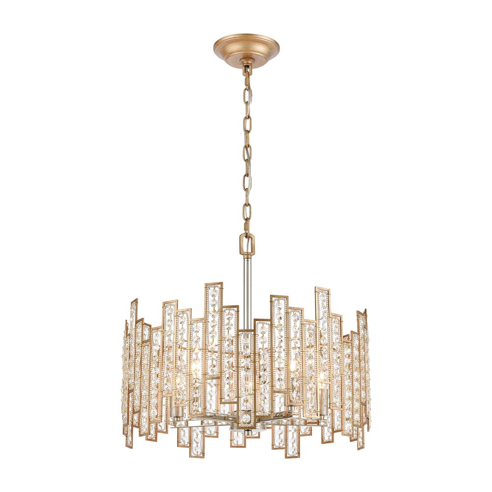 Elk Lighting 12134/5 Equilibrium 5-Light Pendant in Matte Gold with Clear Crystal
