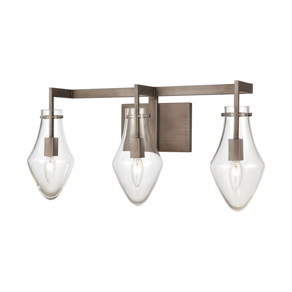 ELK Lighting 12293/3 Culmination 3-Light Vanity Light in Weathered Zinc with Clear Glass