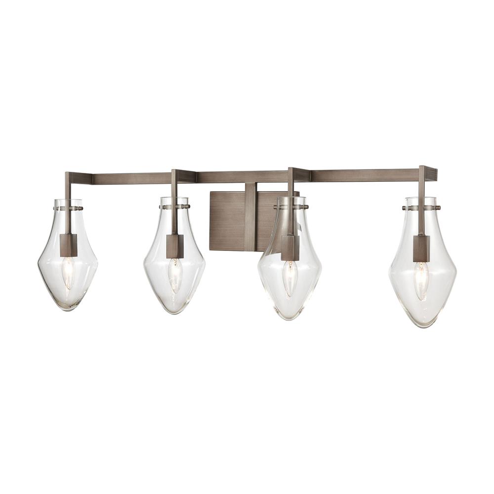 ELK Lighting 12294/4 Culmination 4-Light Vanity Light in Weathered Zinc with Clear Glass
