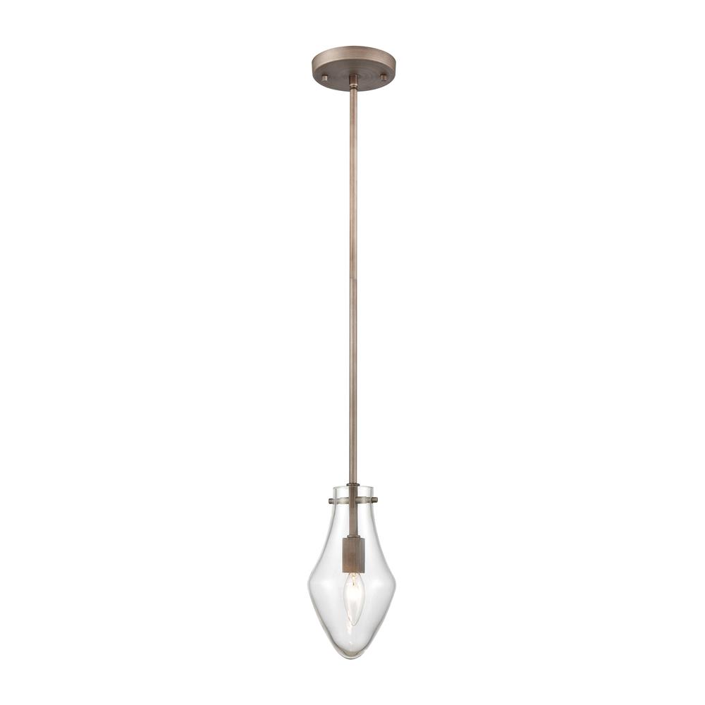 ELK Lighting 12295/1 Culmination 1-Light Mini Pendant in Weathered Zinc with Clear Glass