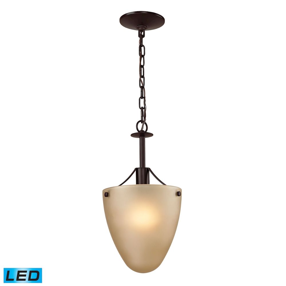 ELK Lighting 1301CS/10-LED Jackson 1-Light Semi Flush in Oil Rubbed Bronze with Light Amber Glass - Includes LED Bulbs