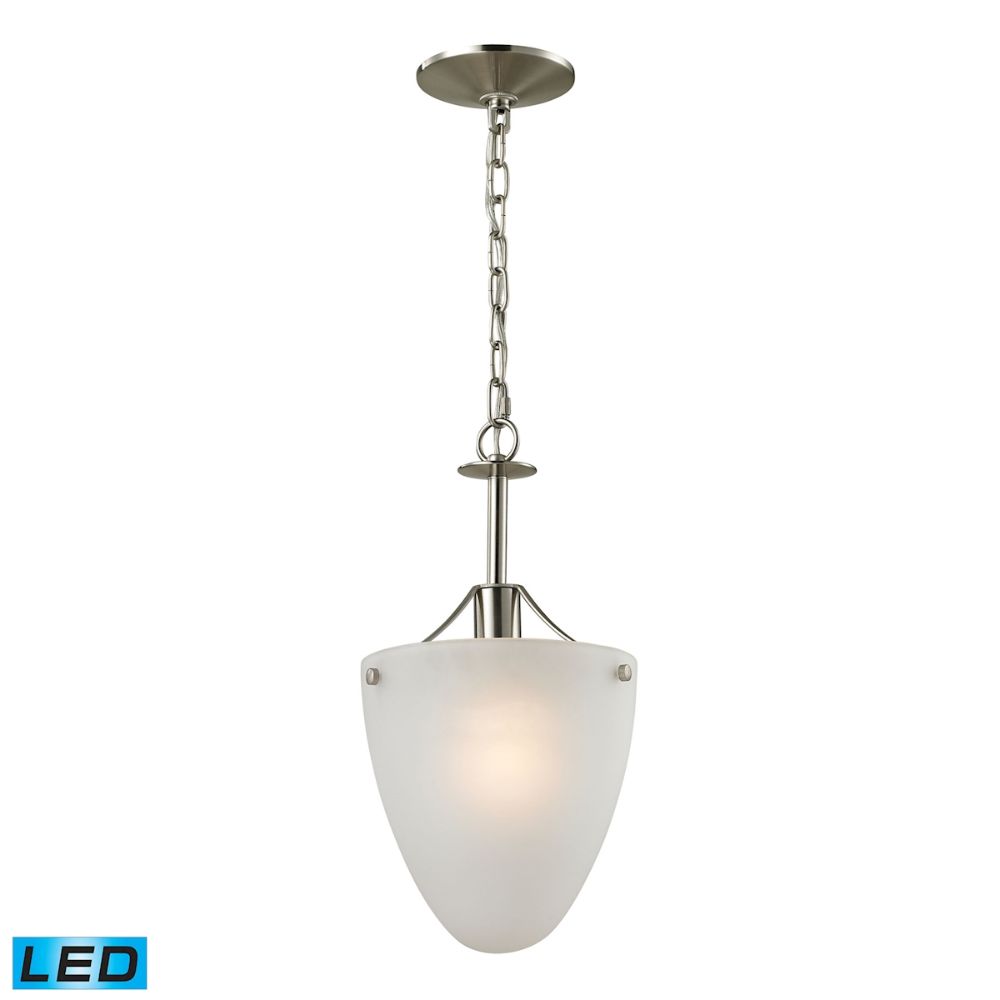 ELK Lighting 1301CS/20-LED Jackson 1-Light Semi Flush in Brushed Nickel with White Glass - Includes LED Bulbs