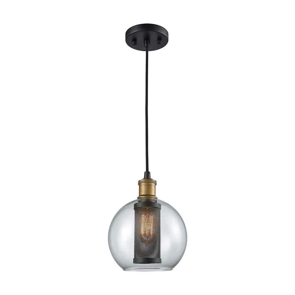 ELK Lighting 14530/1 Bremington 1 Light Pendant In Oil Rubbed Bronze/Aged Gold With Clear Glass