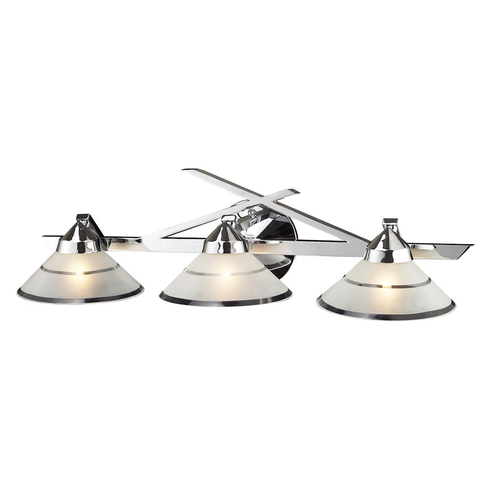 ELK Lighting 1472/3 3 Light Wall Bracket In Polished Chrome And Etched Clear Glass