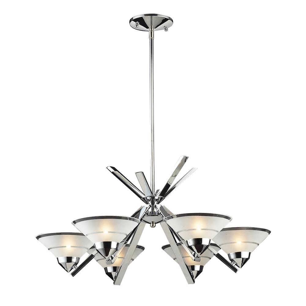ELK Lighting 1475/6 6 Light Chandelier In Polished Chrome And Etched Clear Glass