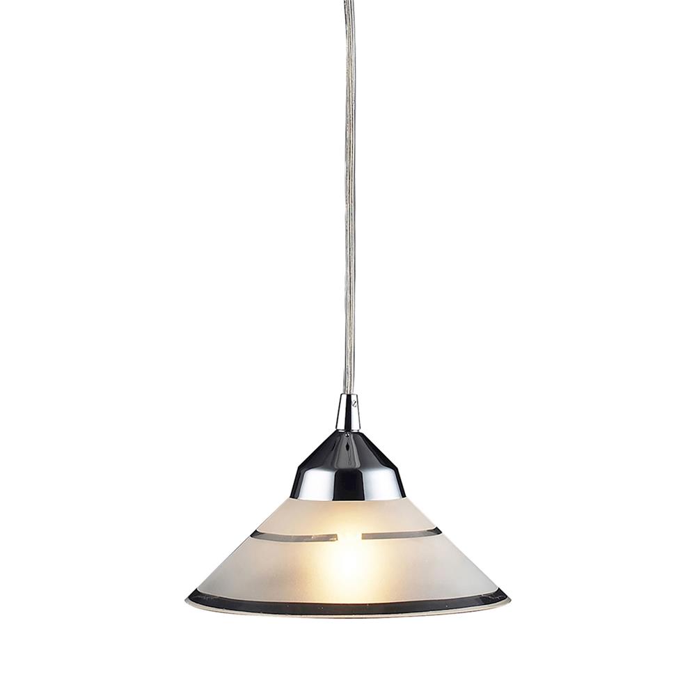 ELK Lighting 1477/1 1 Light Pendant In Polished Chrome And Etched Clear Glass