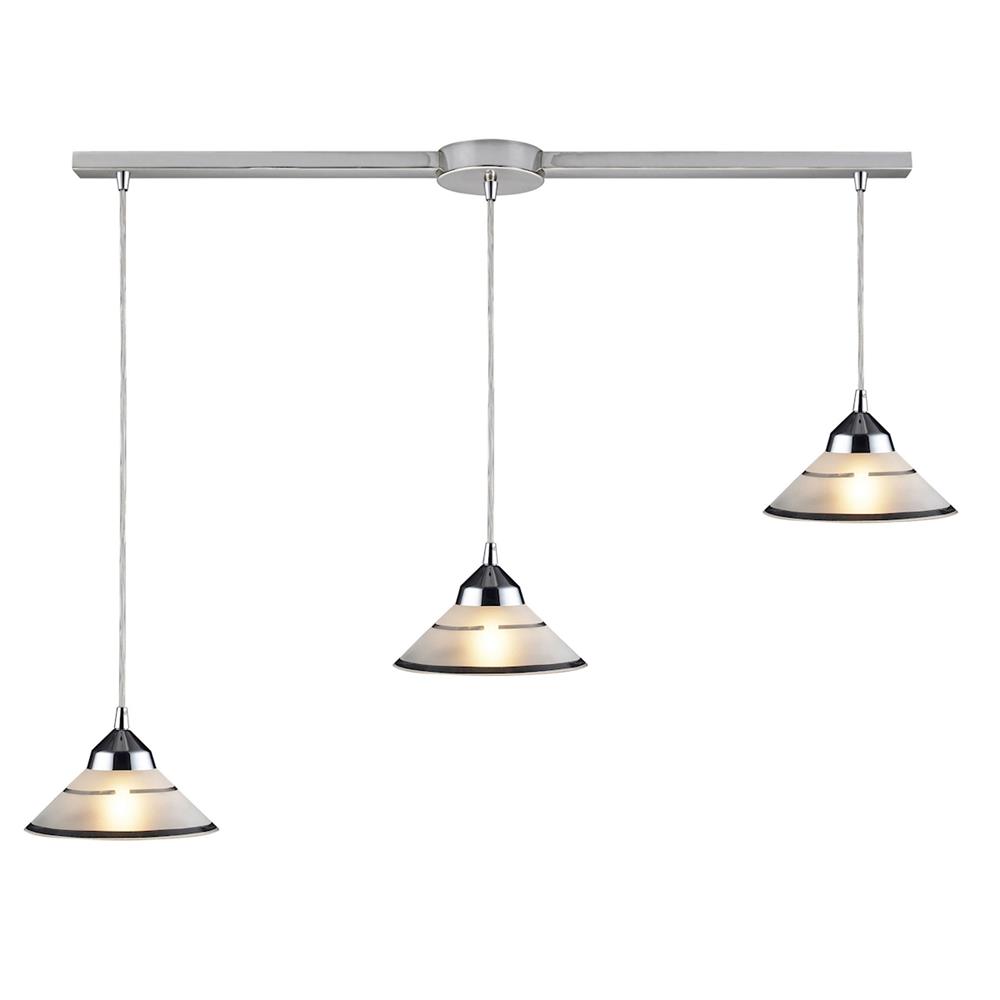 ELK Lighting 1477/3L 3 Light Pendant In Polished Chrome And Etched Clear Glass