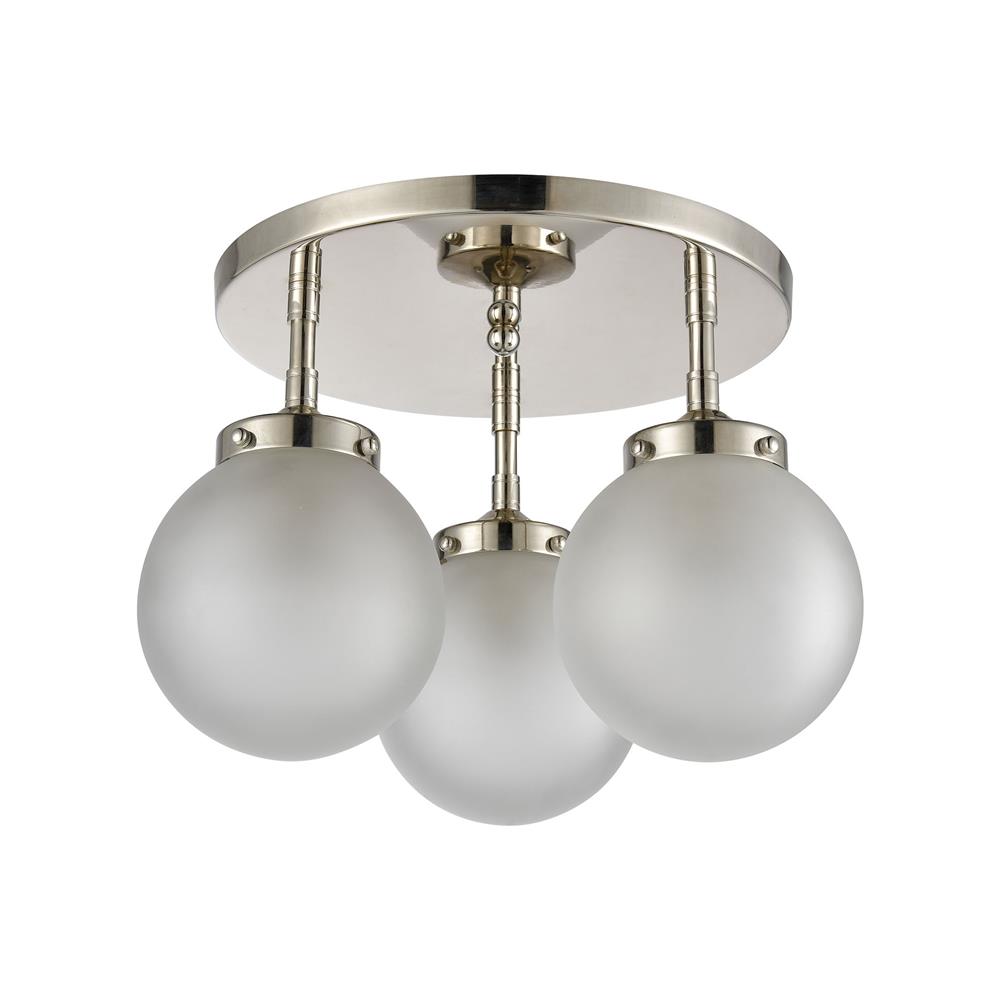 Elk Lighting 15362/3 Boudreaux 3-Light Semi Flush Mount in Polished Nickel with Frosted