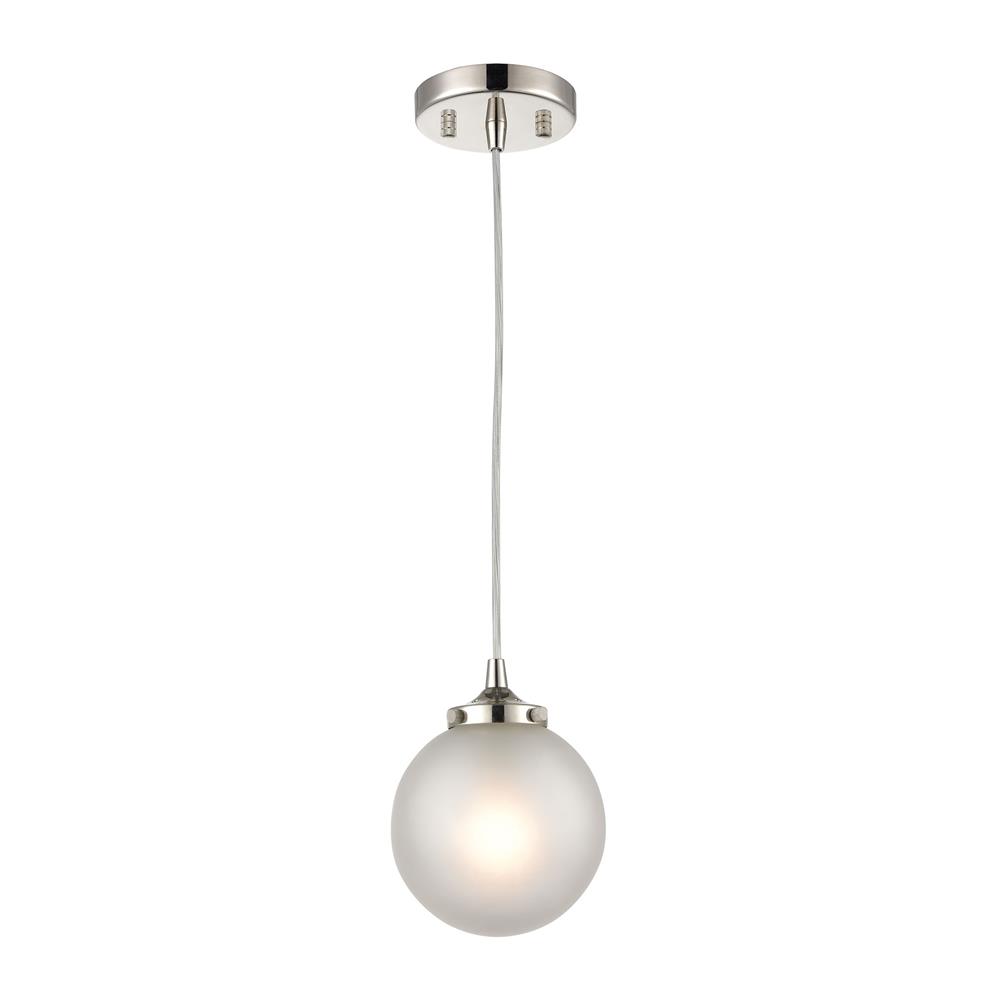 Elk Lighting 15363/1 Boudreaux 1-Light Mini Pendant in Polished Nickel with Frosted