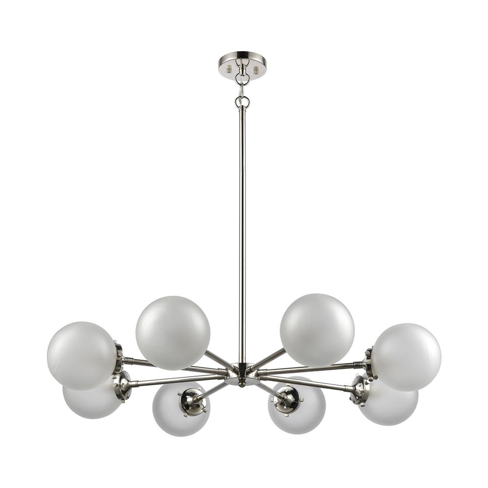 Elk Lighting 15368/8 Boudreaux 8-Light Chandelier in Polished Nickel with Frosted