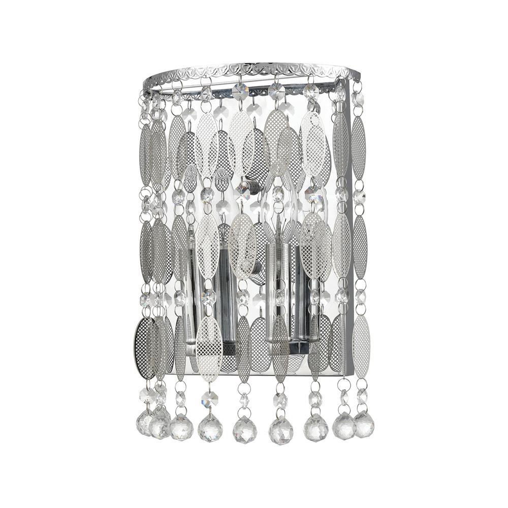 Elk Lighting 15380/2 Chamelon 2-Light Sconce in Polished Chrome with Perforated Stainless and Clear Crystal