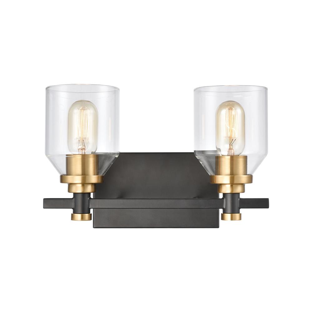 Elk Lighting 15401/2 Cambria 2-Light Vanity Light in Matte Black with Clear Glass