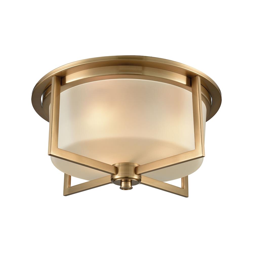 ELK Lighting 15999/3 Vancourt 3 Light Flush In Satin Brass With Frosted Glass