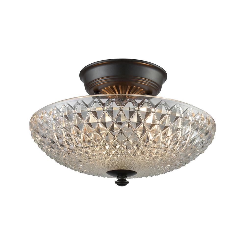 ELK Lighting 16041/2 Sweetwater 2 Light Semi Flush In Oil Rubbed Bronze With Clear Crystal Glass
