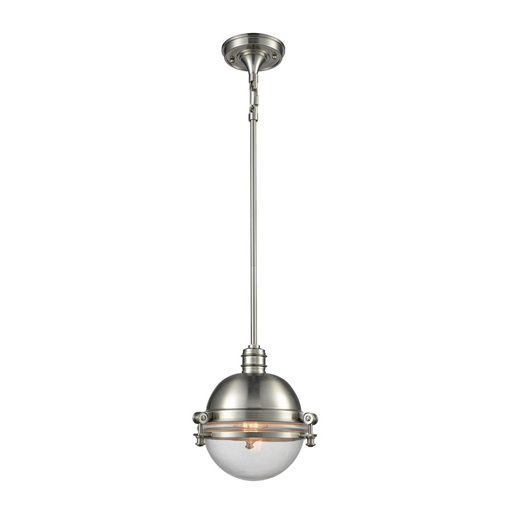 ELK Lighting 16060/1 Riley 1 Light Pendant In Satin Nickel With Clear Glass