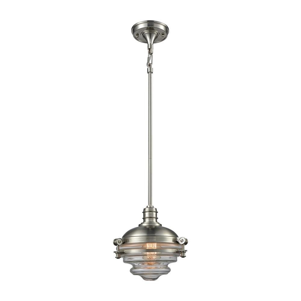 ELK Lighting 16061/1 Riley 1 Light Pendant In Satin Nickel With Clear Glass