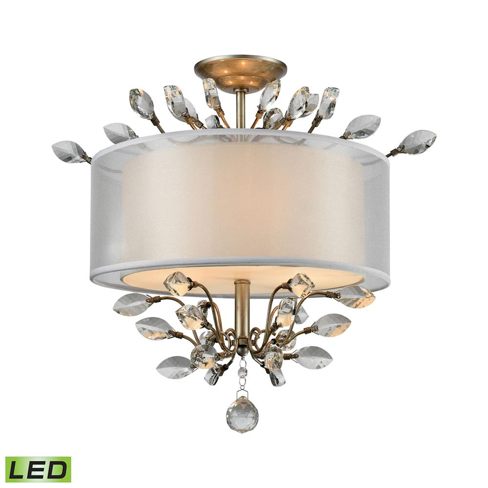 ELK Lighting 16281/3-LED Asbury 3 Light LED Semi Flush In Aged Silver