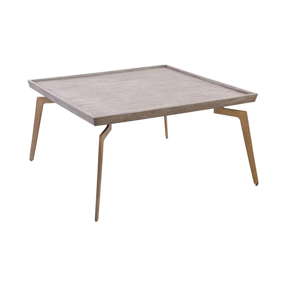 Elk Home 164-001 Larocca Coffee Table in Soft Gold and Grey Birch Veneer in Soft Gold; Grey Birch Veneer
