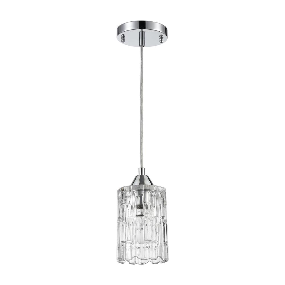 Elk Lighting 17414/1 Ezra 1-Light Mini Pendant in Polished Chrome with Textured Clear Crystal