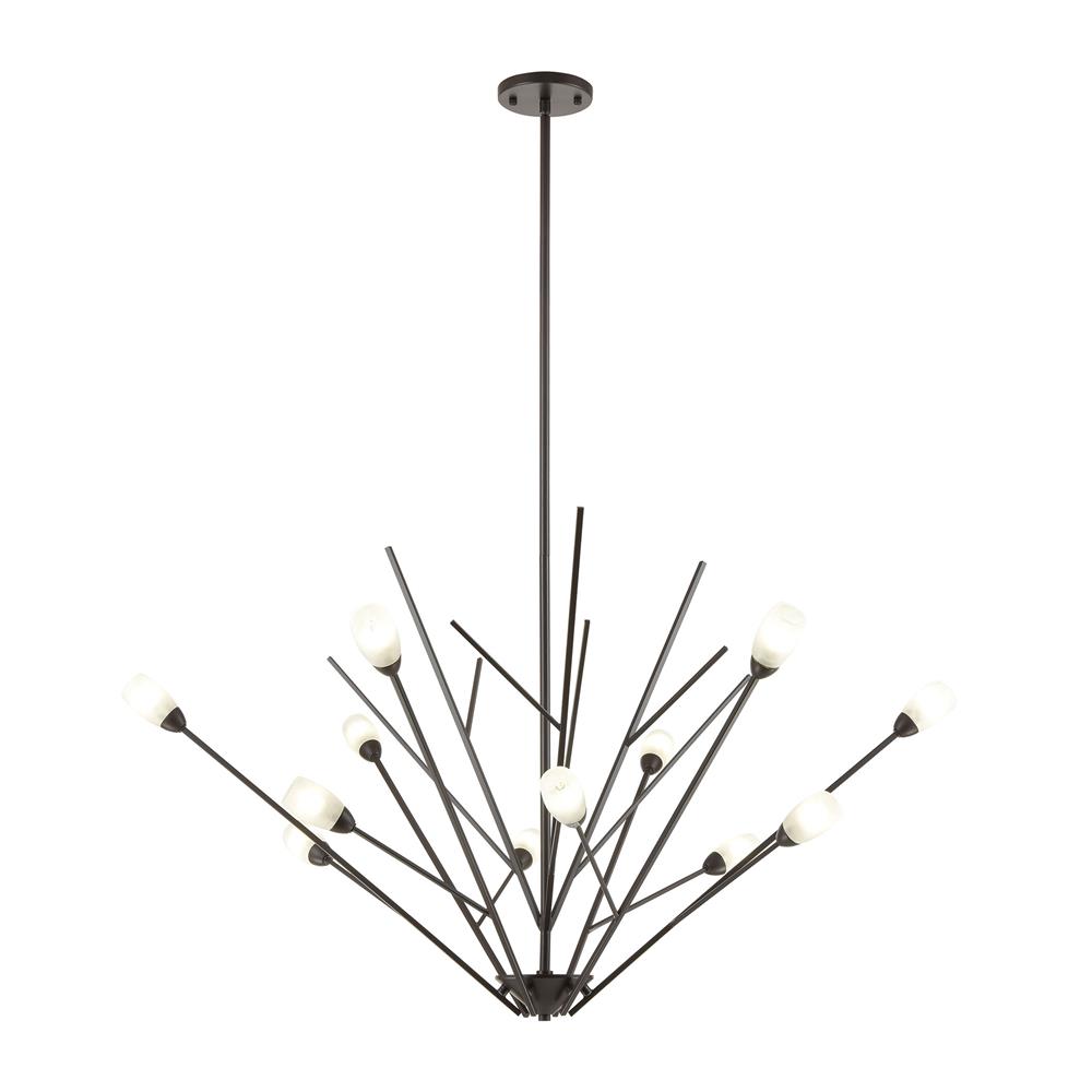 Elk Lighting 18279/12 Ocotillo 12-Light Chandelier in Oil Rubbed Bronze with Frosted Glass