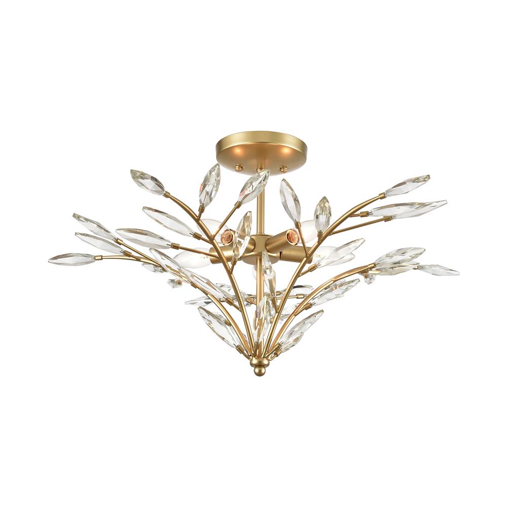 ELK Lighting 18293/5 Flora Grace 5-Light Semi Flush in Champagne Gold with Clear Crystal