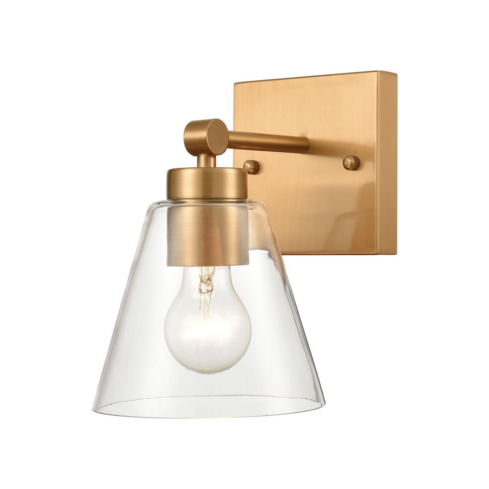 ELK Lighting 18333/1 East Point 1-Light Vanity Light in Satin Brass with Clear Glass
