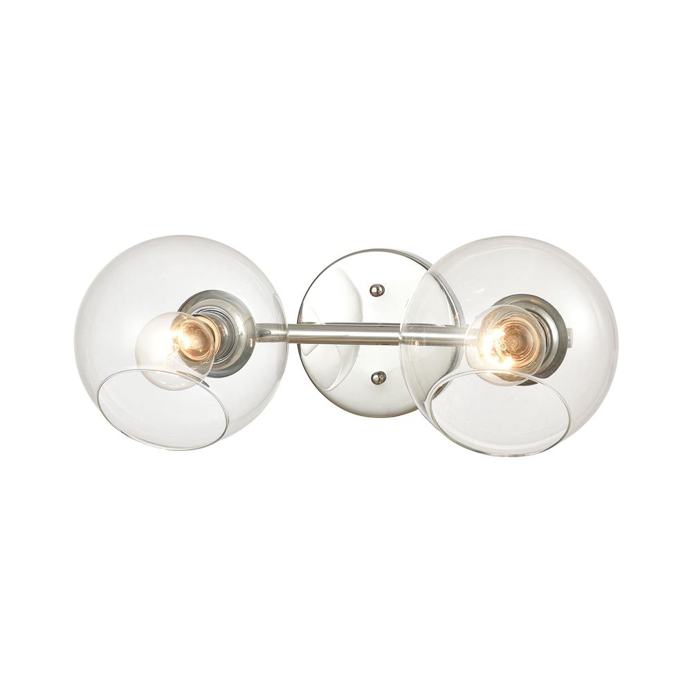 ELK Lighting 18374/2 Claro 2-Light Vanity Light in Polished Chrome with Clear Glass