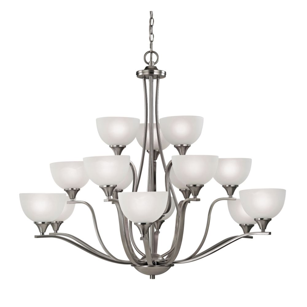 ELK Lighting 2115CH/20 Bristol Lane 15-Light Chandelier in Oil Rubbed Bronze with White Glass in Brushed Nickel