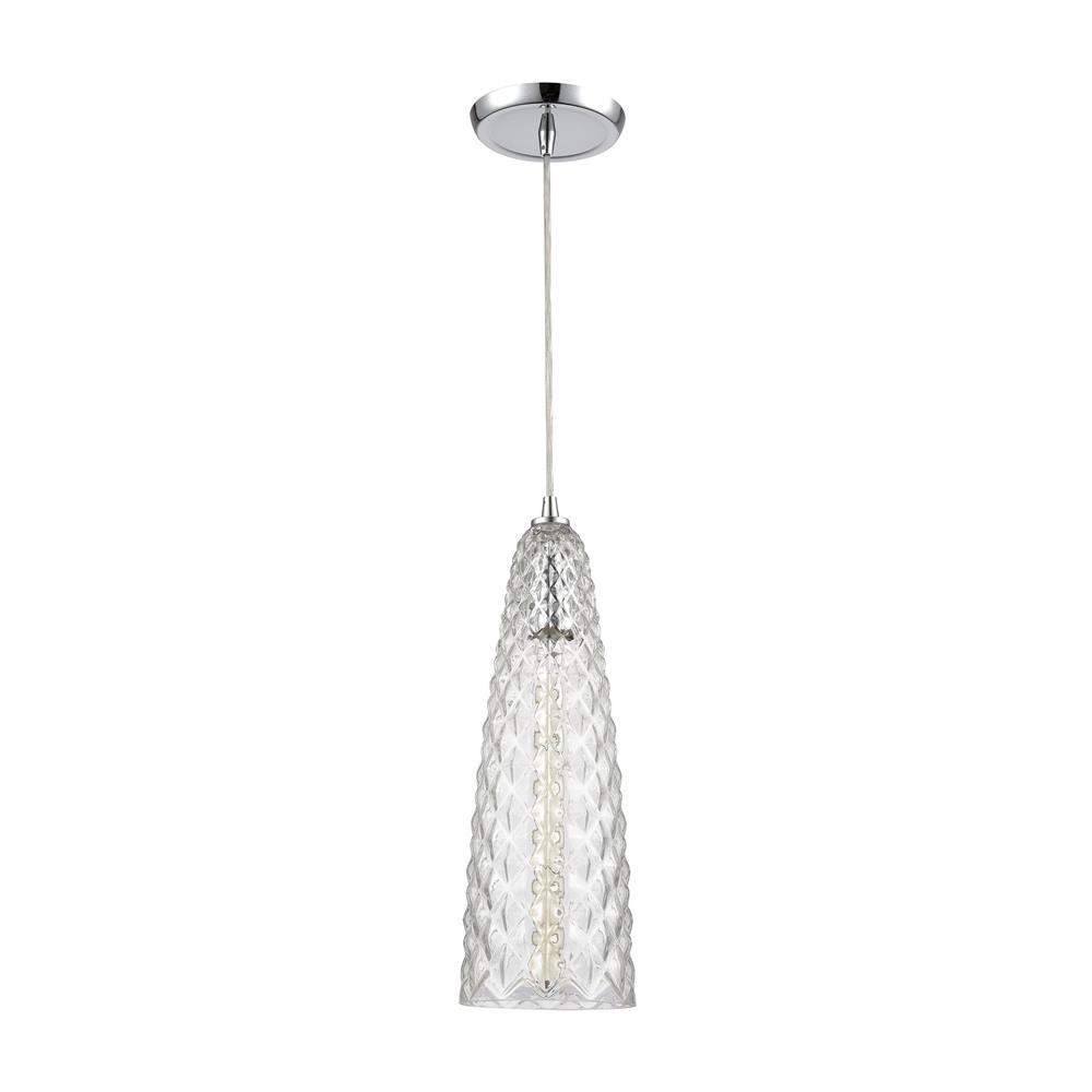 Elk Lighting 21167/1 Glitzy 1-Light Mini Pendant in Polished Chrome with Clear Glass
