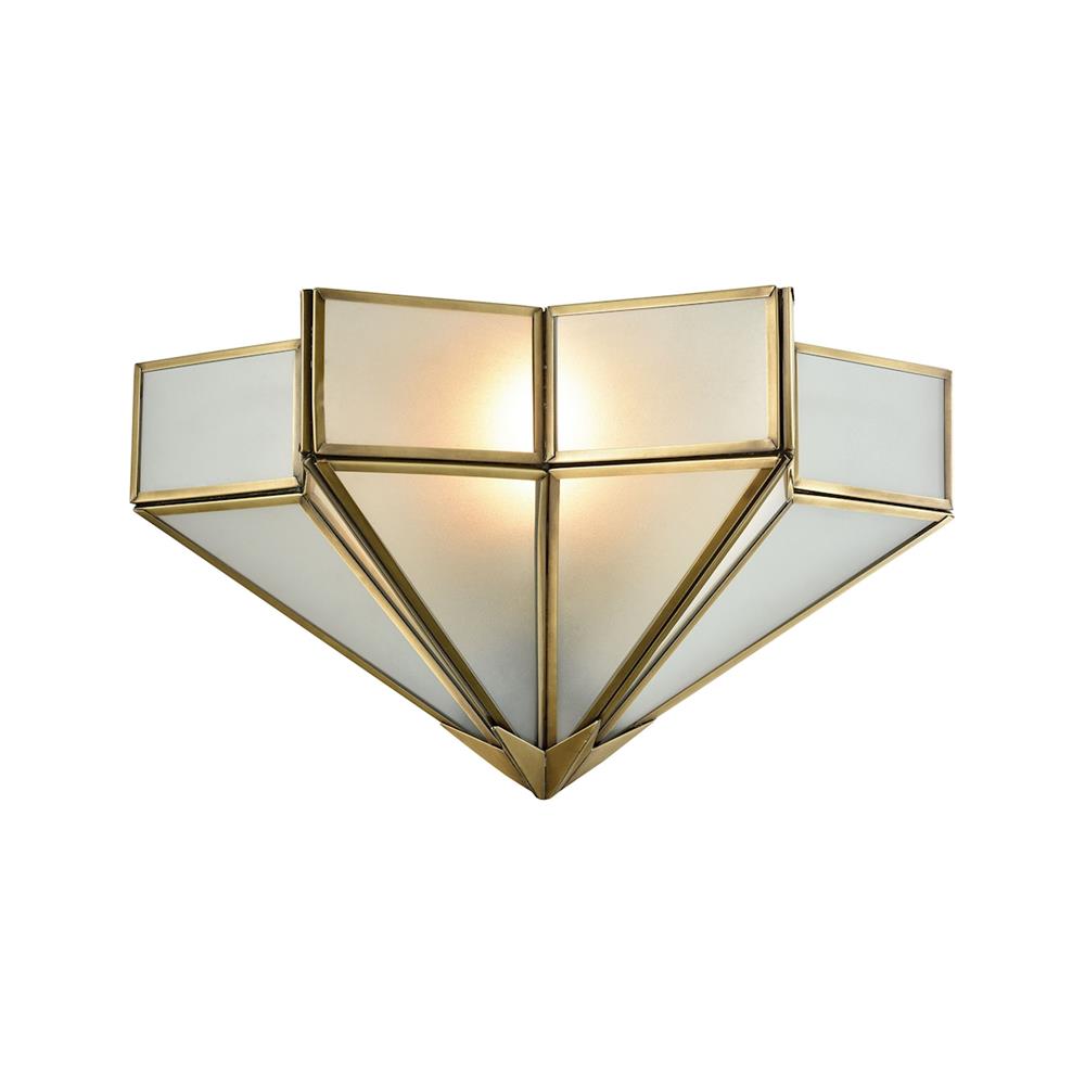 ELK Lighting 22015/1 Decostar 1 Light Wall Sconce In Brushed Brass With Frosted Glass