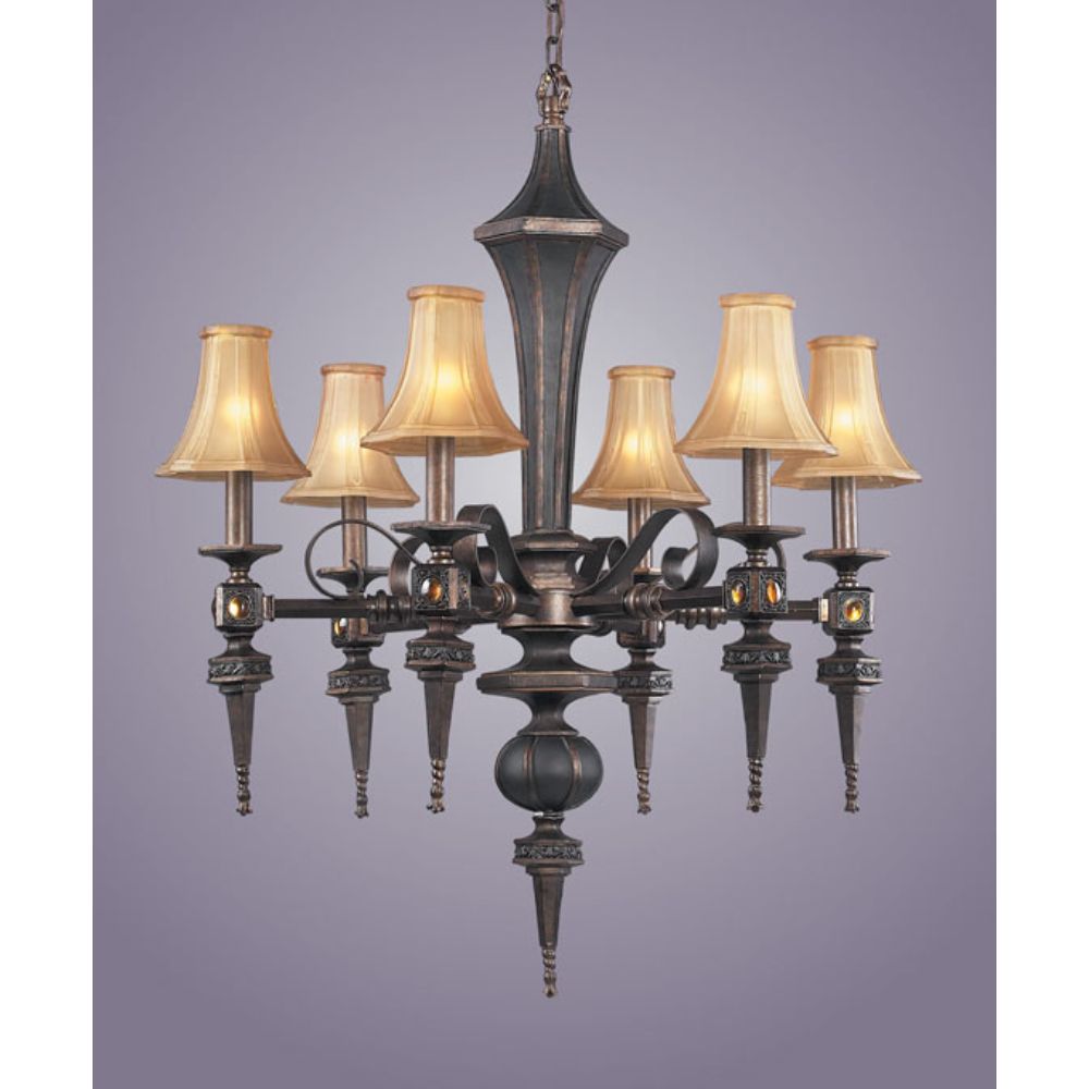 ELK Lighting 2220/6 Tower Of London Collect Royal Mahogany W/Glass in Brown