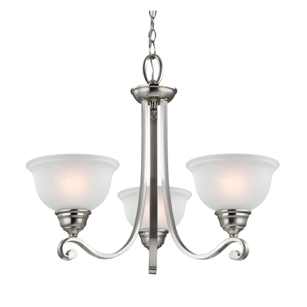 ELK Lighting 2303CH/20 Hamilton 3-Light Chandelier in Brushed Nickel with White Glass