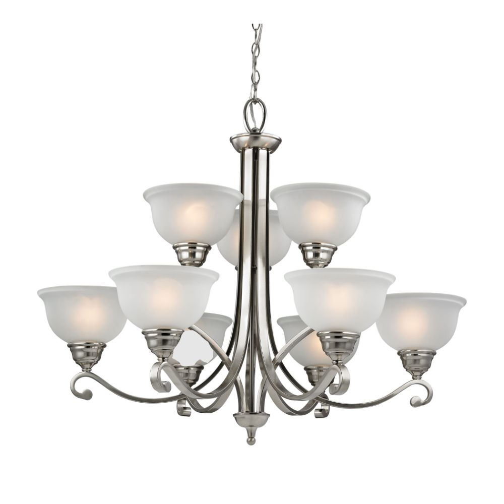 ELK Lighting 2309CH/20 Hamilton 9-Light Chandelier in Brushed Nickel with White Glass
