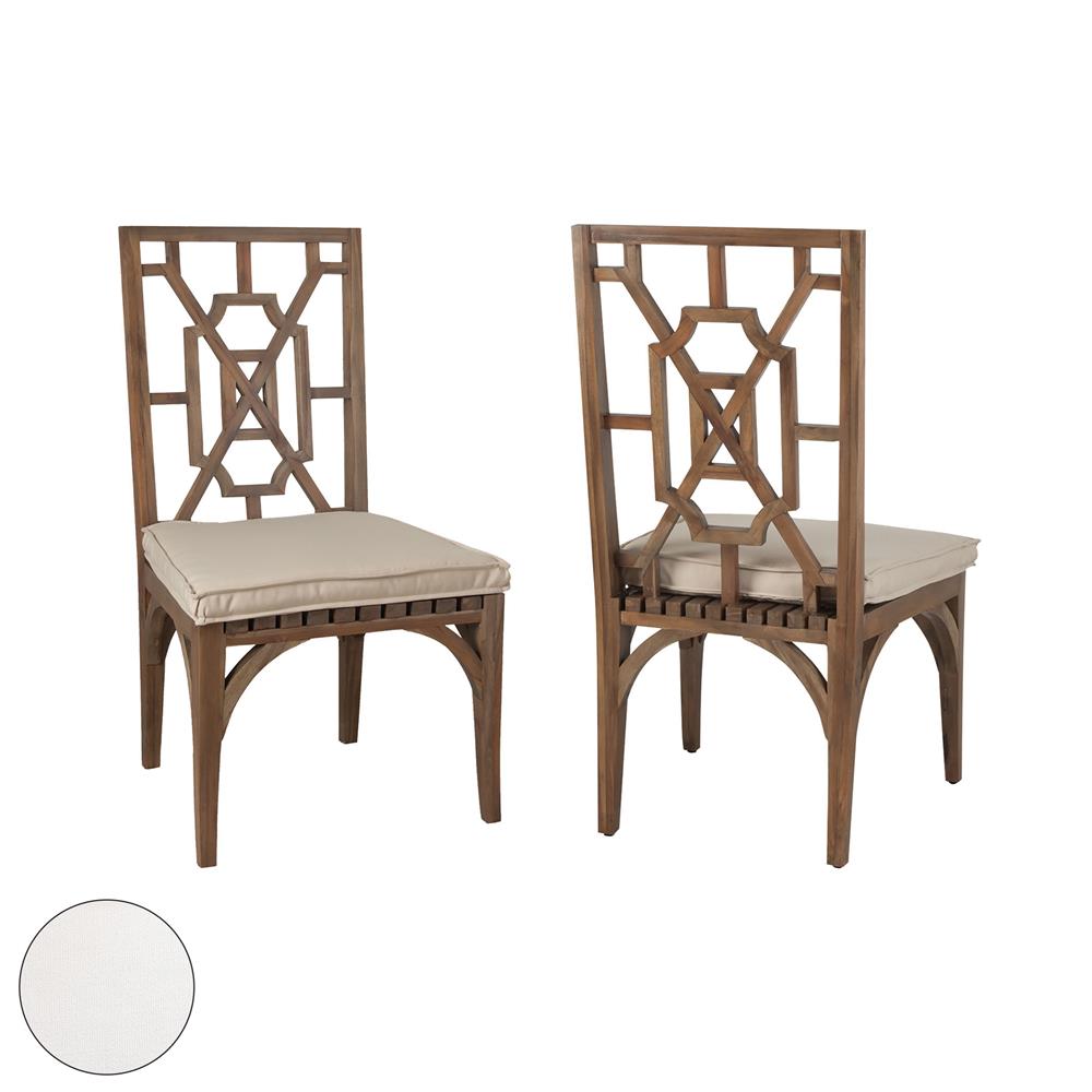 ELK Home 2317018WO Teak Patio Dining Chair Cushion In White
