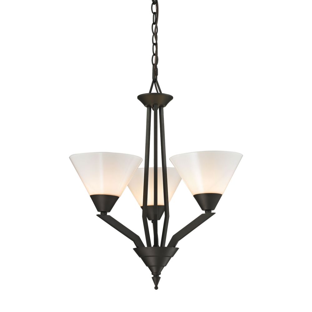 ELK Lighting 2453CH/10 Tribecca 3-Light Chandelier in Oil Rubbed Bronze with White Glass