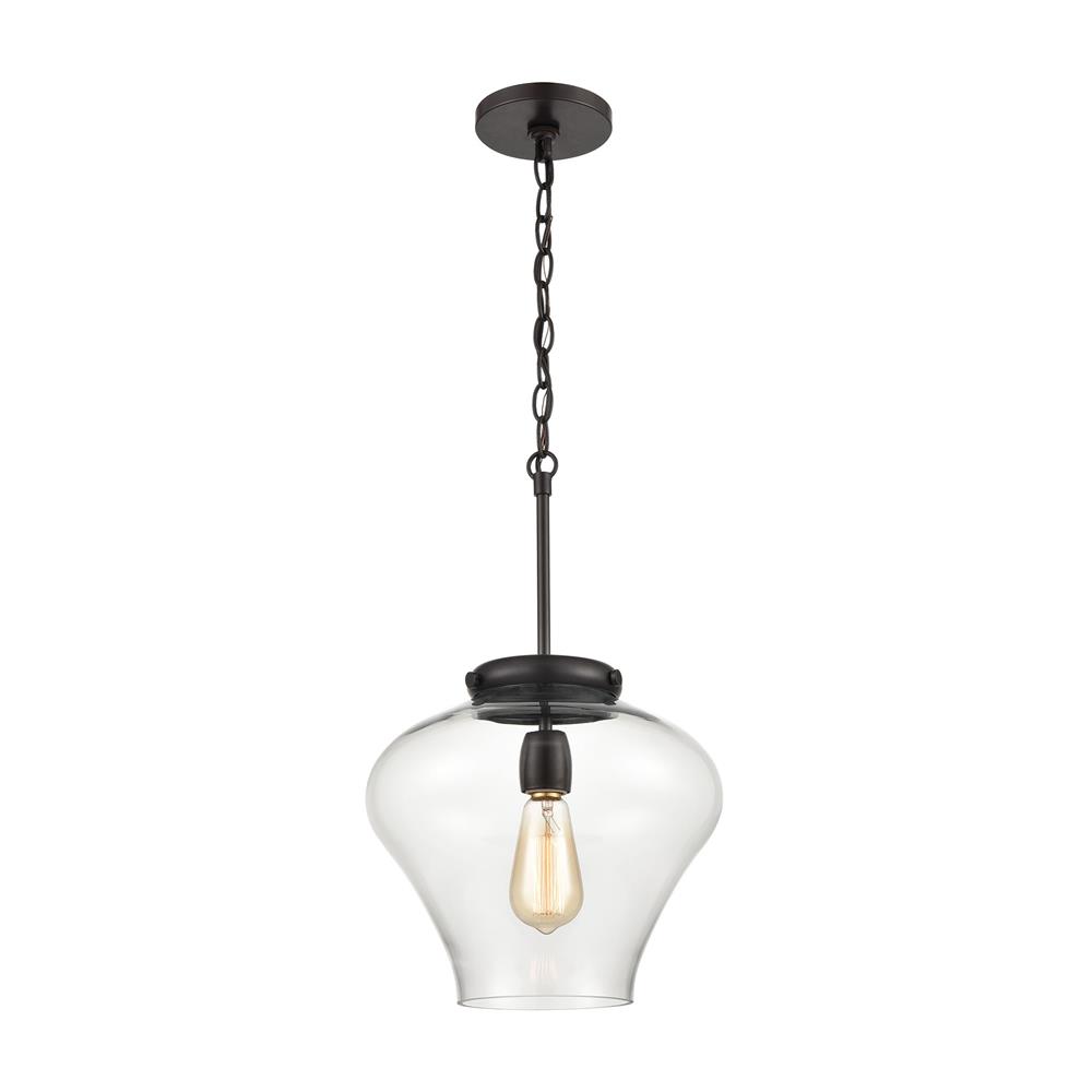 ELK Lighting 30090/1 Amore 1-Light Pendant in Oil Rubbed Bronze with Clear Glass