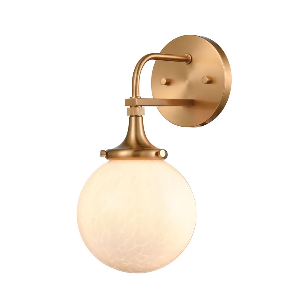 ELK Lighting 30141/1 Beverly Hills 1-Light Vanity Light in Satin Brass with White Feathered Glass