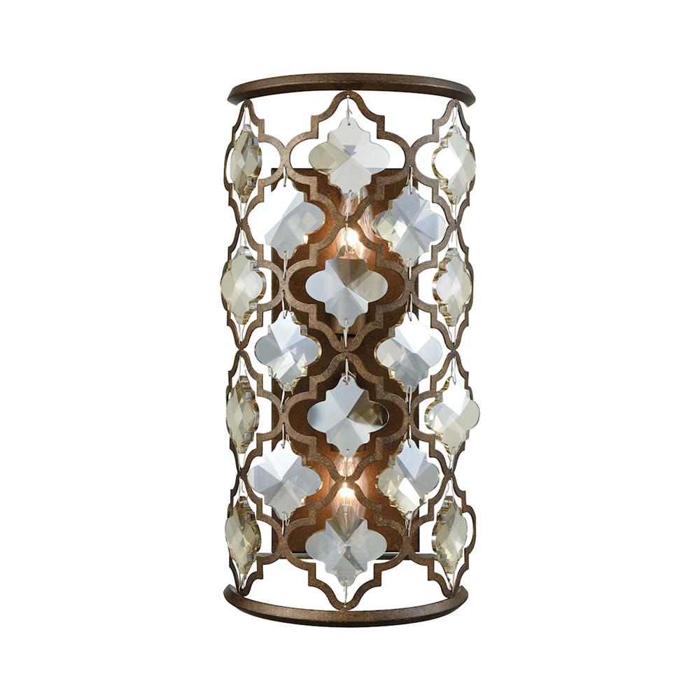 ELK Lighting 31091/2 Armand 2 Light Wall Sconce In Weathered Bronze With Champagne Plated Crystal