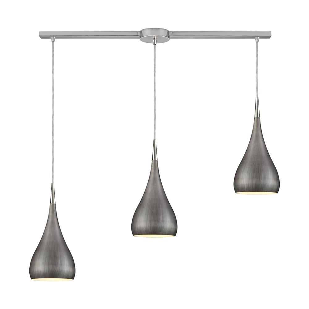 ELK Lighting 31341/3L-WZ Lindsey 3 Light Linear Bar Fixture In Satin Nickel With Weathered Zinc Shade