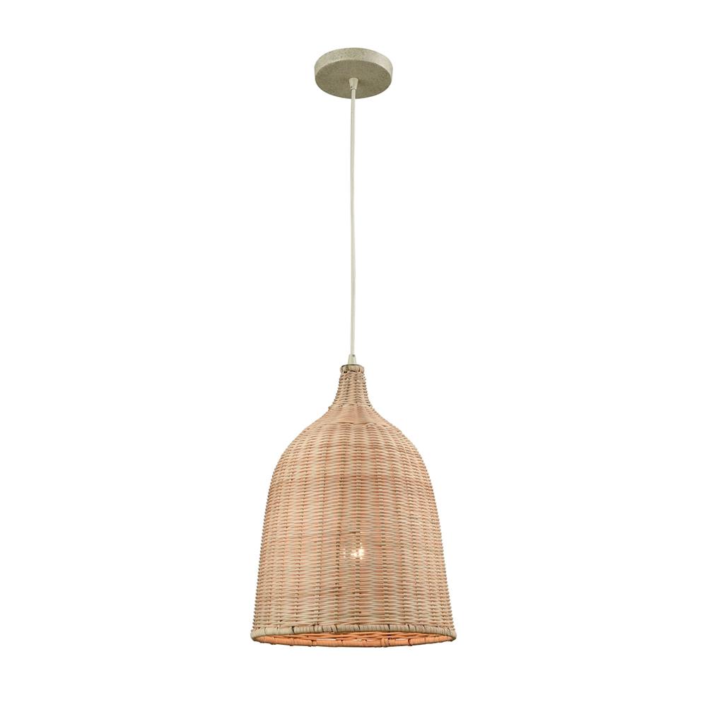 ELK Lighting 31643/1 Pleasant Fields 1 Light Pendant With Russet Beige Hardware And Natural Wicker Shade