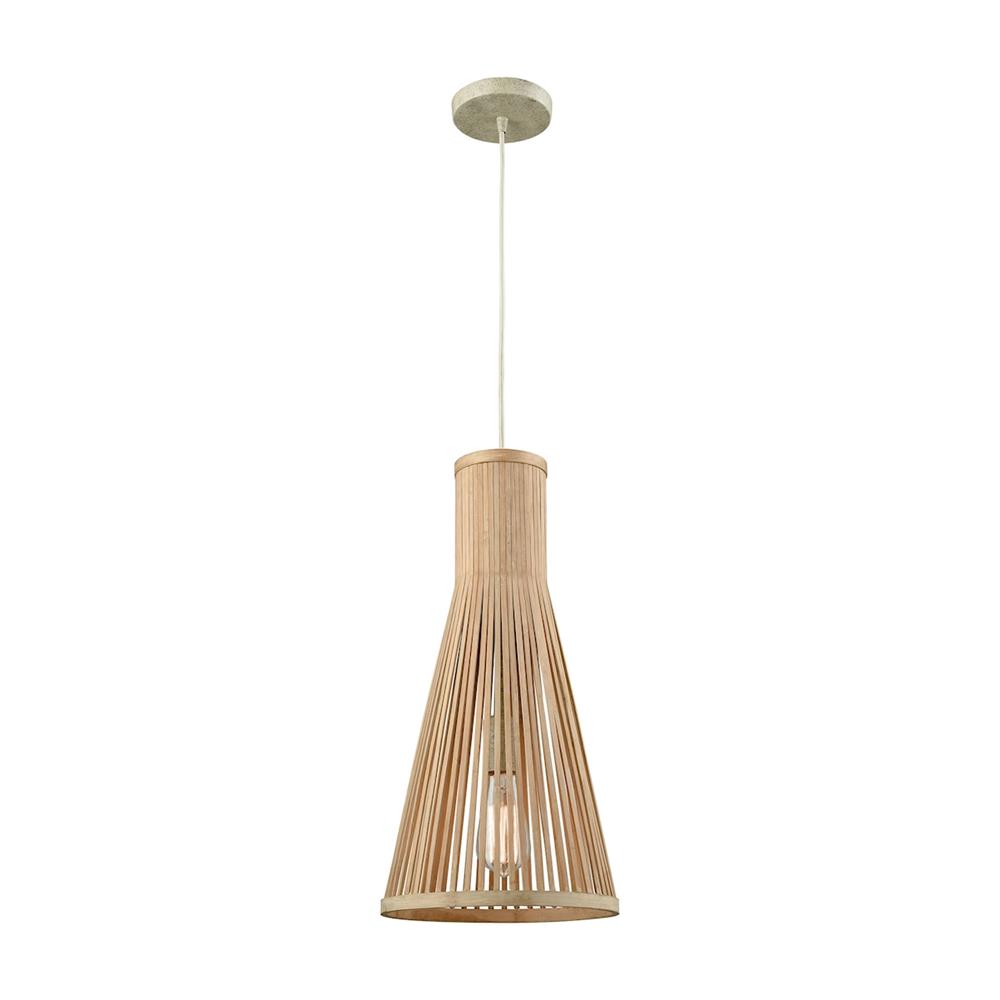 ELK Lighting 31644/1 Pleasant Fields 1 Light Pendant With Russet Beige Hardware And Natural Wicker Shade